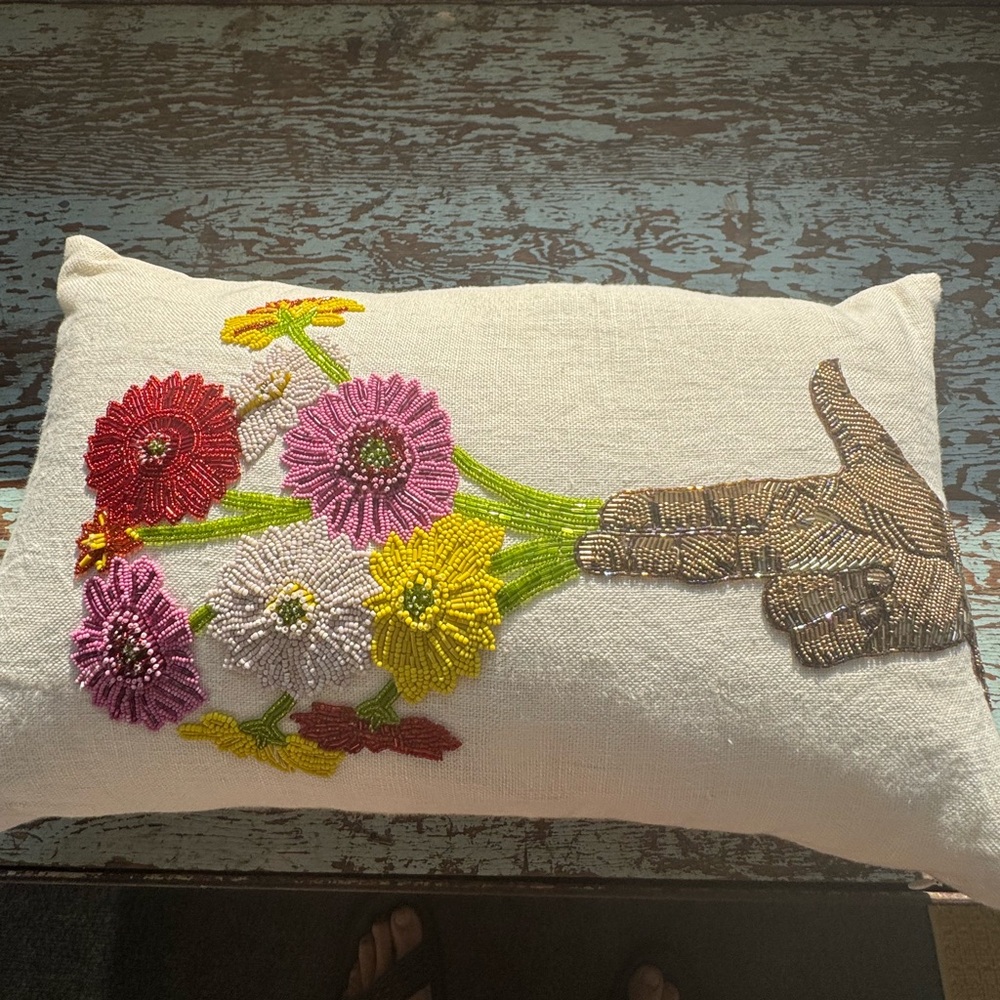 Jonathan Adler Beaded Flower Gun Pillow